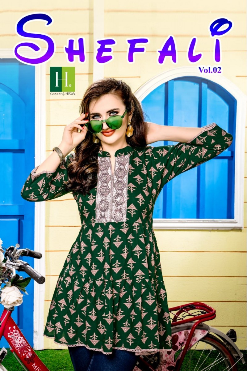 Hirwa Shefali Vol-2 Latest Designer Fancy Short Tunic Top Wholesaler