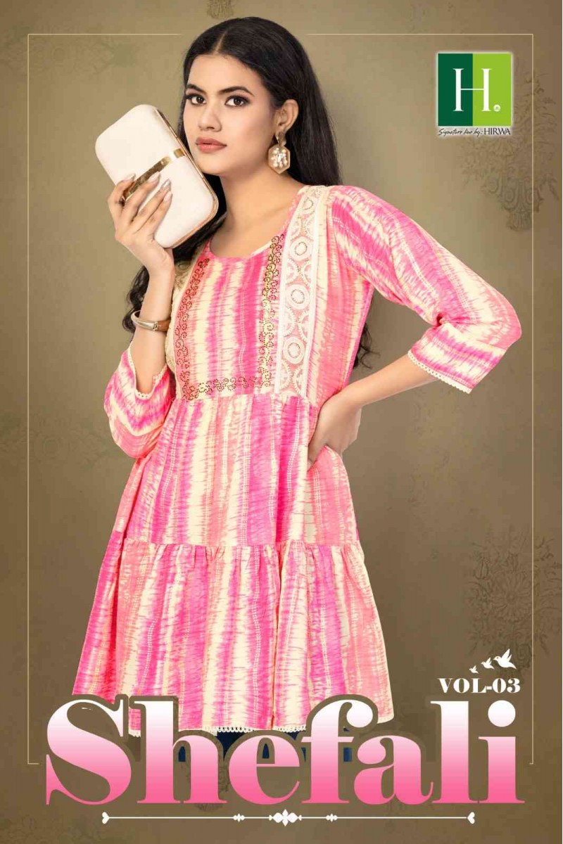 Hirwa Shefali Vol-3 Latest Designer Casual Wear Short Kurti Wholesaler