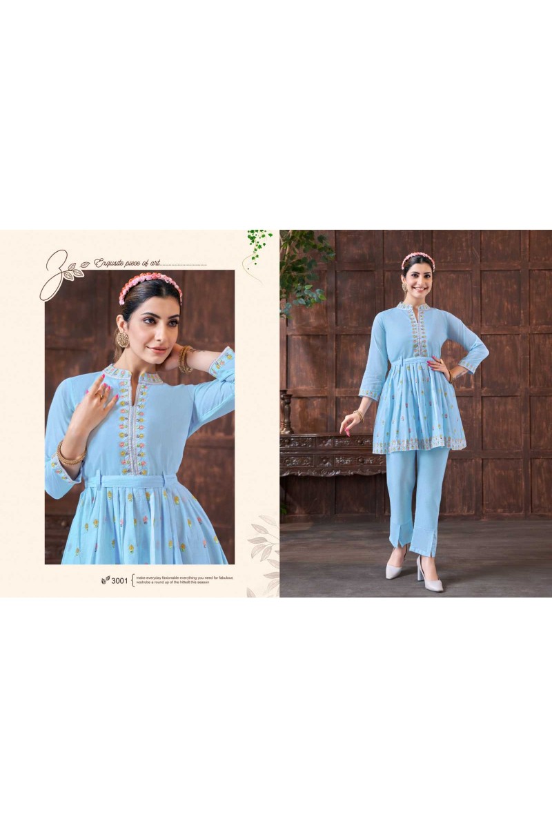 Khushi KF Stella Designer Western Wear Tunic Coat Set Catalogue Set