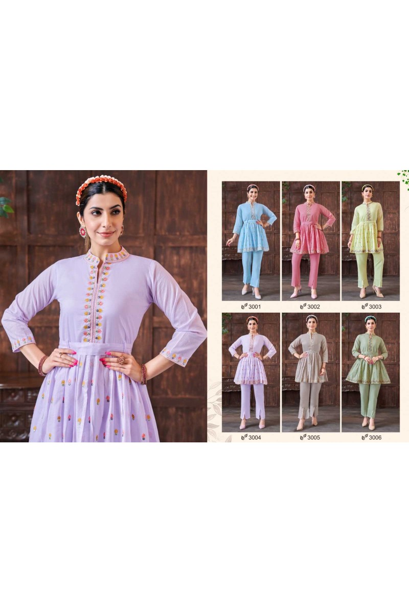 Khushi KF Stella Designer Western Wear Tunic Coat Set Catalogue Set