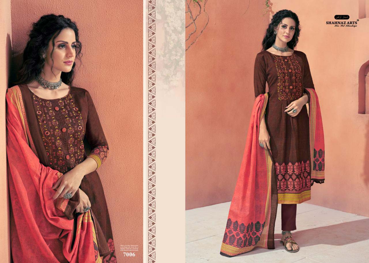 Avnoor By Shahnaz Arts Cotton Print With Embroidery Dress Materials Avnoor By Shahnaz Arts Cotton Print With Embroidery Dress Materials