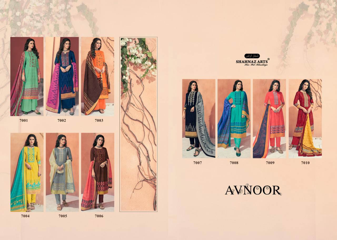 Avnoor By Shahnaz Arts Cotton Print With Embroidery Dress Materials Avnoor By Shahnaz Arts Cotton Print With Embroidery Dress Materials