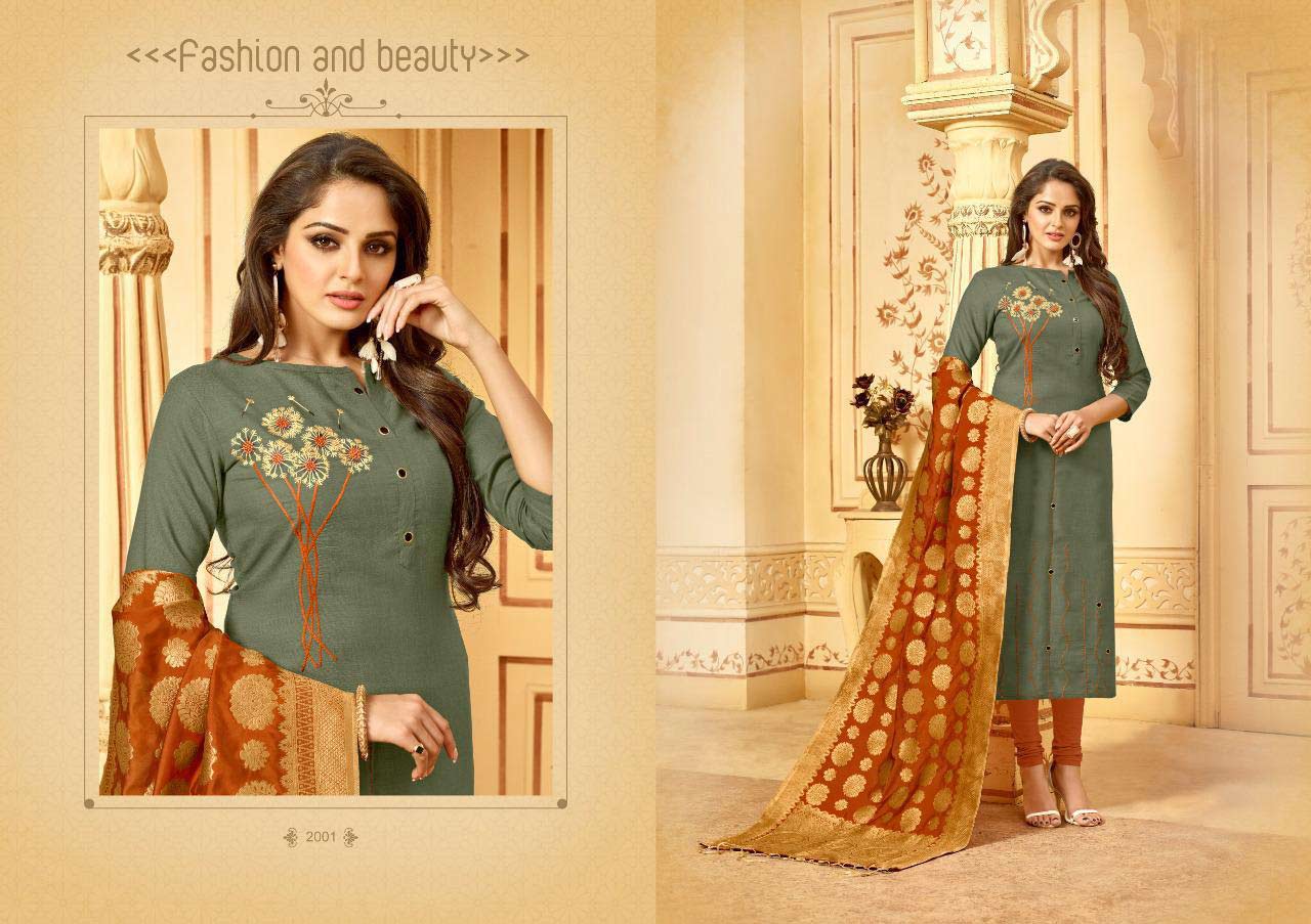Bansuri AVC Design Cotton Slub Embroidery Dress Material Bansuri AVC Design Cotton Slub Embroidery Dress Material