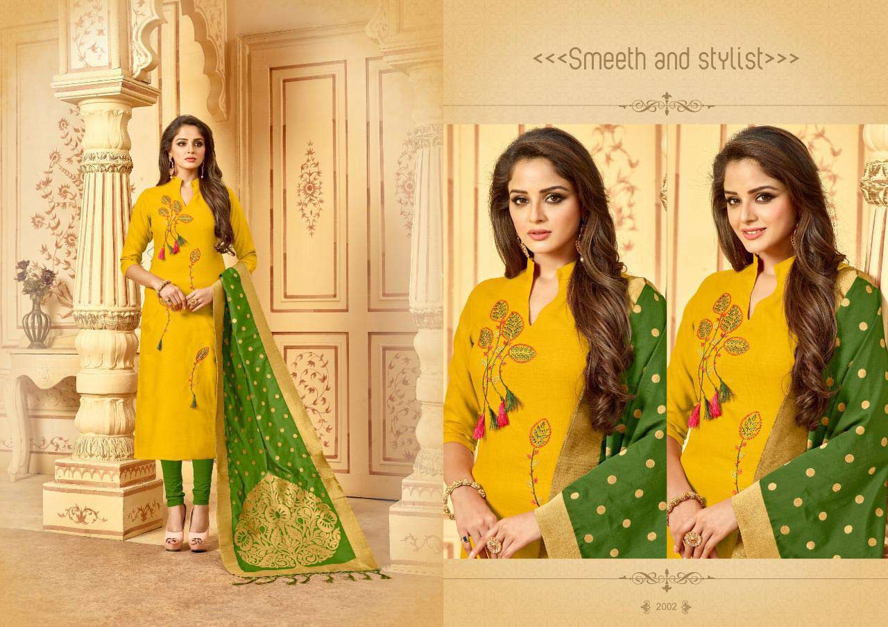 Bansuri AVC Design Cotton Slub Embroidery Dress Material Bansuri AVC Design Cotton Slub Embroidery Dress Material