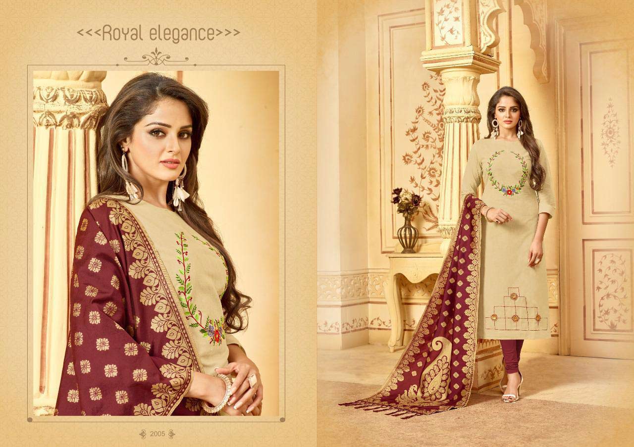 Bansuri AVC Design Cotton Slub Embroidery Dress Material Bansuri AVC Design Cotton Slub Embroidery Dress Material