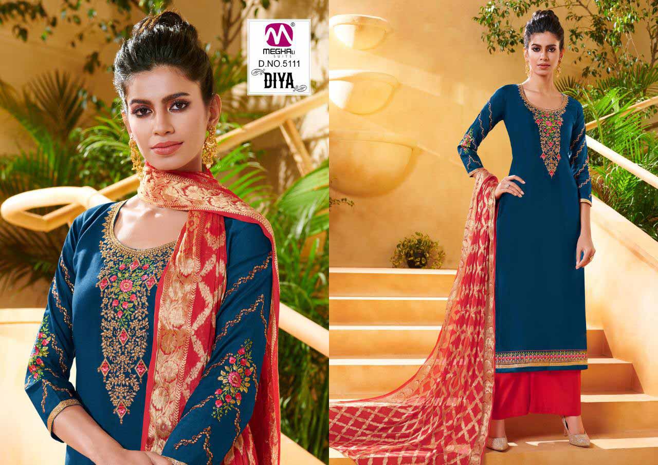 Meghali Present Diya Jam Satin Traditional Wear Suit Meghali Present Diya Jam Satin Traditional Wear Suit