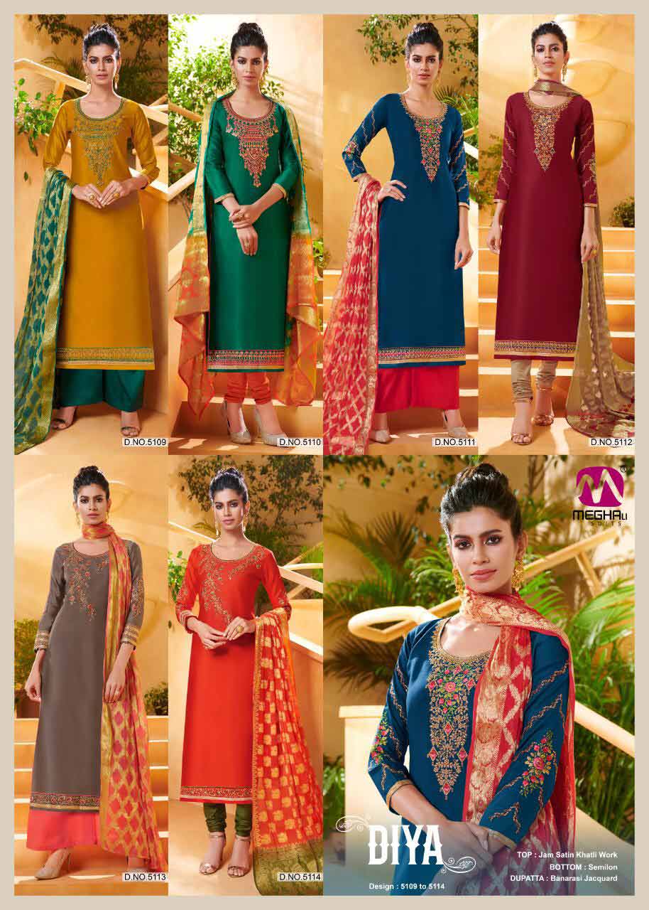 Meghali Present Diya Jam Satin Traditional Wear Suit Meghali Present Diya Jam Satin Traditional Wear Suit