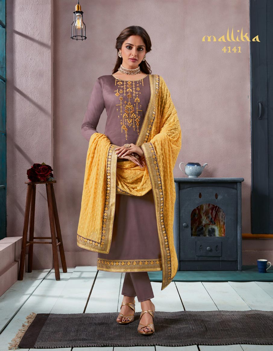 Mallika Kessi Silk Cotton Khatli Work Dress Material Mallika Kessi Silk Cotton Khatli Work Dress Material