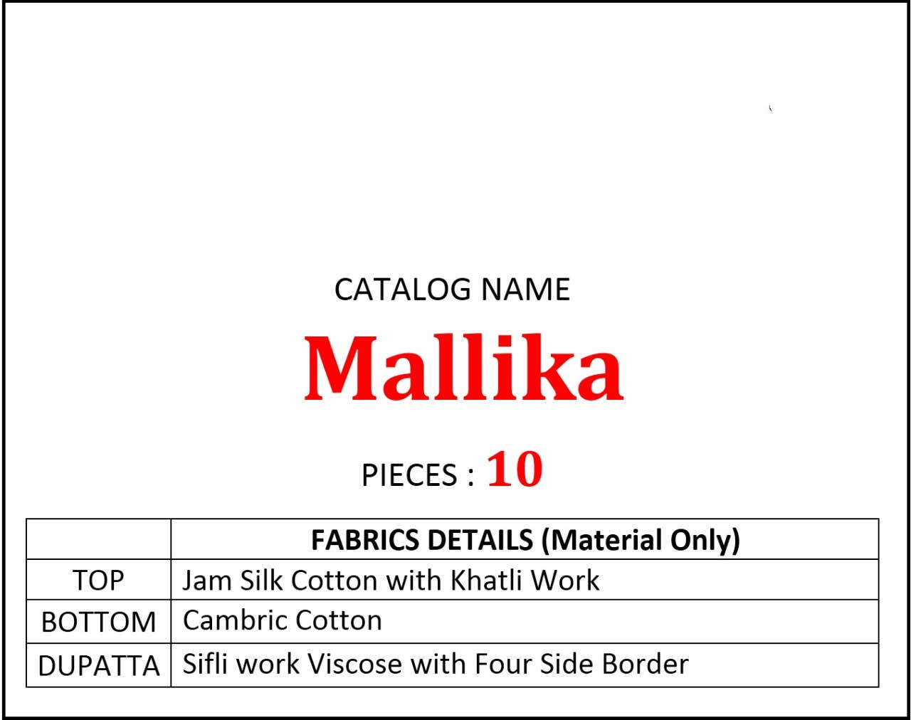 Mallika Kessi Silk Cotton Khatli Work Dress Material Mallika Kessi Silk Cotton Khatli Work Dress Material