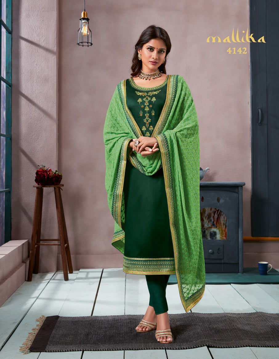 Mallika Kessi Silk Cotton Khatli Work Dress Material Mallika Kessi Silk Cotton Khatli Work Dress Material