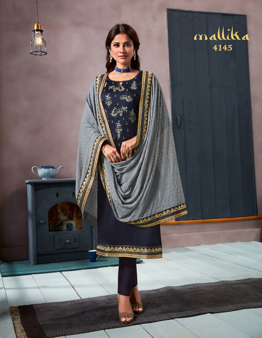 Mallika Kessi Silk Cotton Khatli Work Dress Material Mallika Kessi Silk Cotton Khatli Work Dress Material
