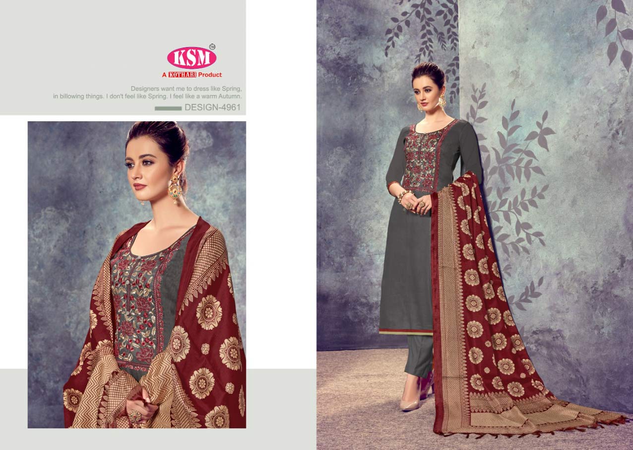 Riddhi Kothari Design jam Satin Embroidery Dress Material Riddhi Kothari Design jam Satin Embroidery Dress Material