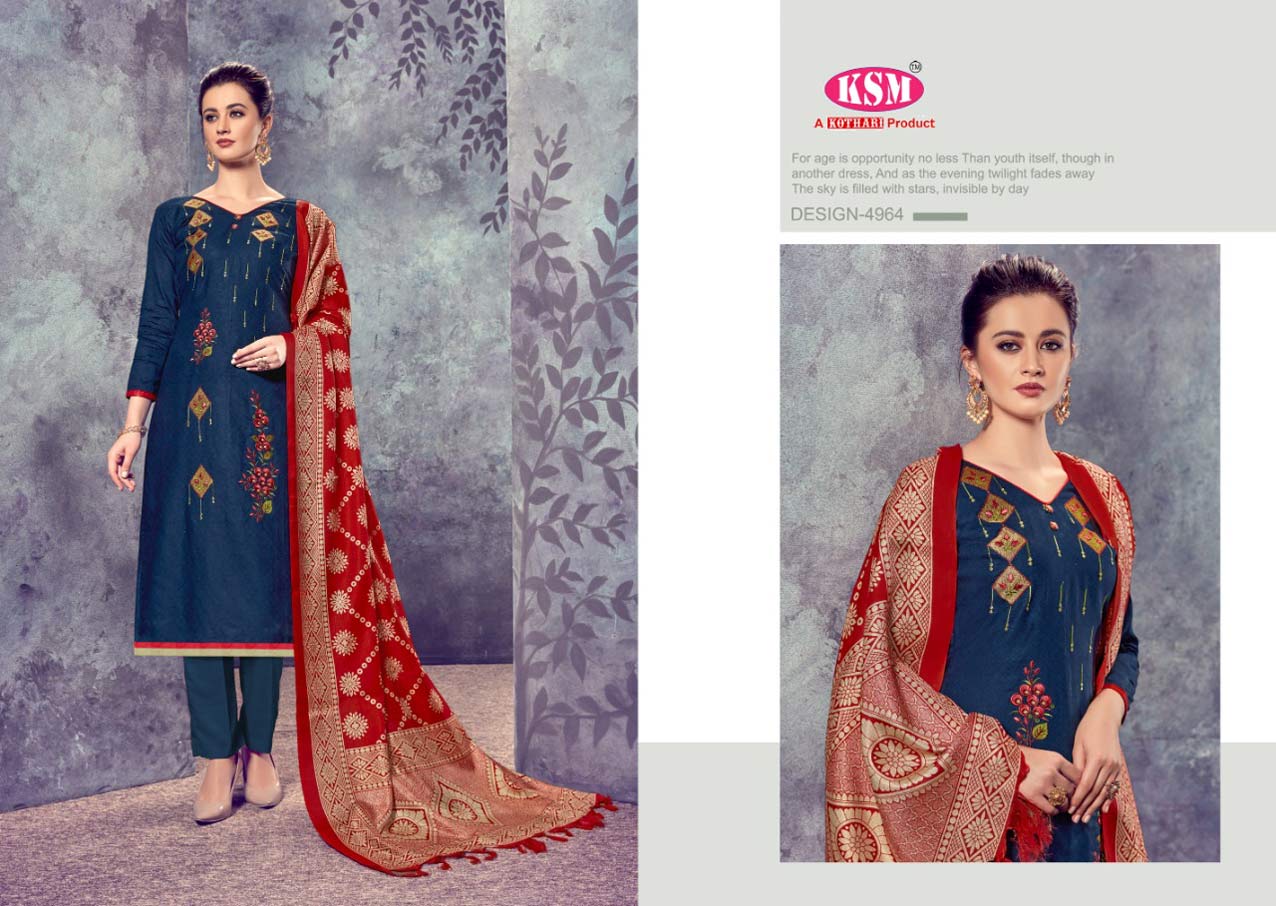 Riddhi Kothari Design jam Satin Embroidery Dress Material Riddhi Kothari Design jam Satin Embroidery Dress Material
