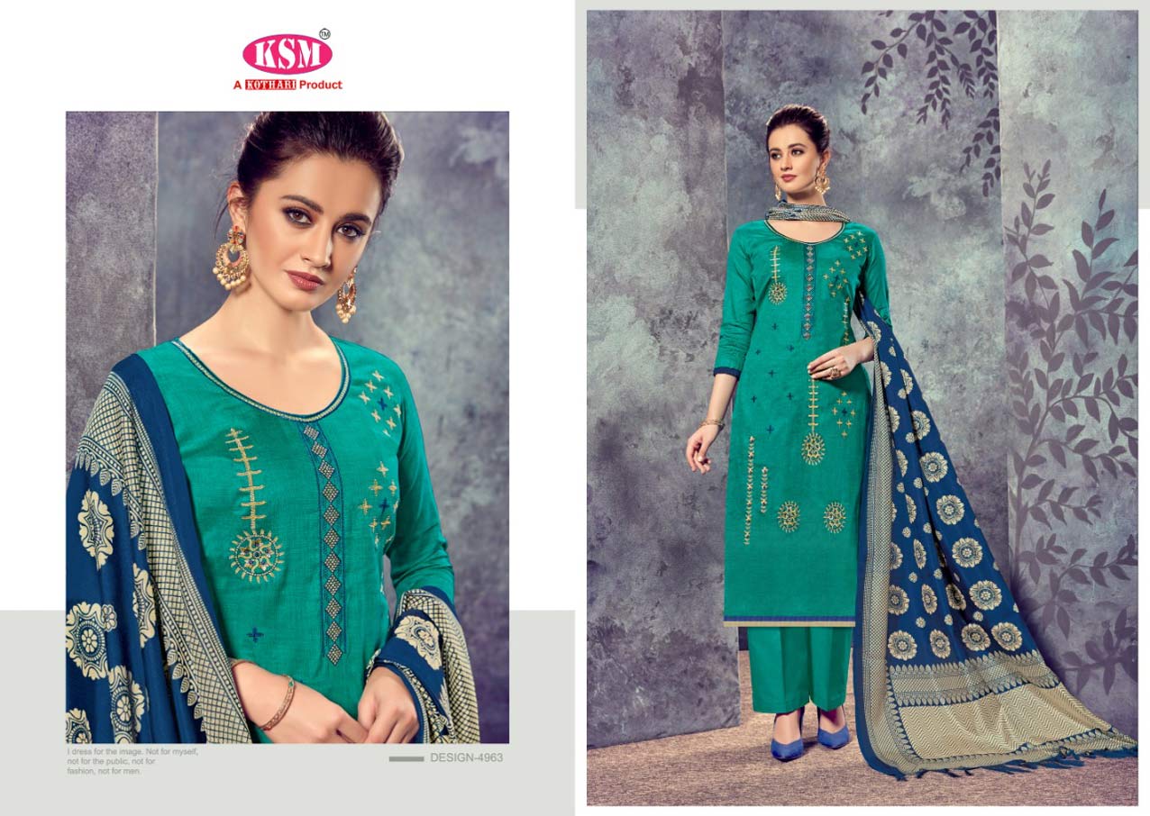 Riddhi Kothari Design jam Satin Embroidery Dress Material Riddhi Kothari Design jam Satin Embroidery Dress Material