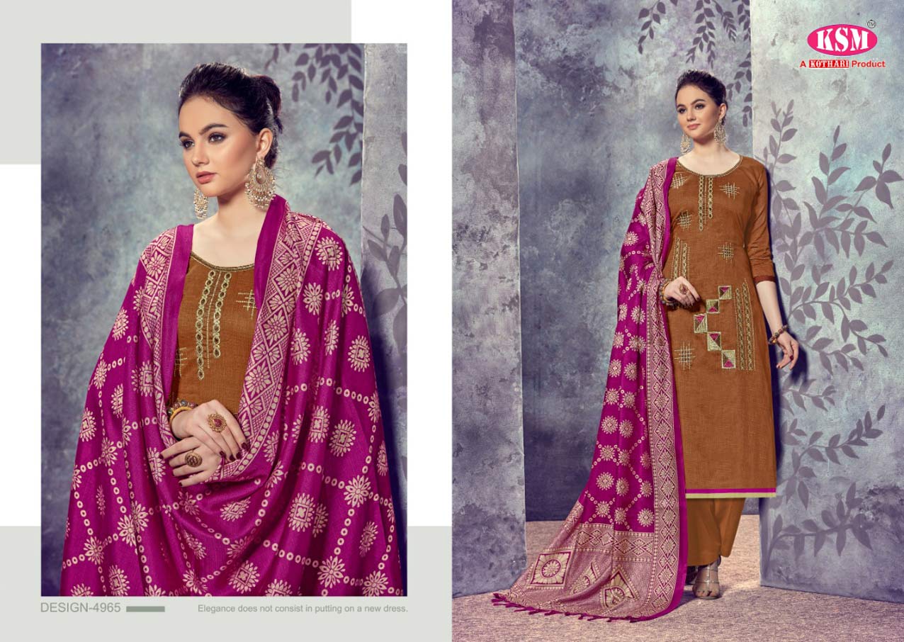 Riddhi Kothari Design jam Satin Embroidery Dress Material Riddhi Kothari Design jam Satin Embroidery Dress Material