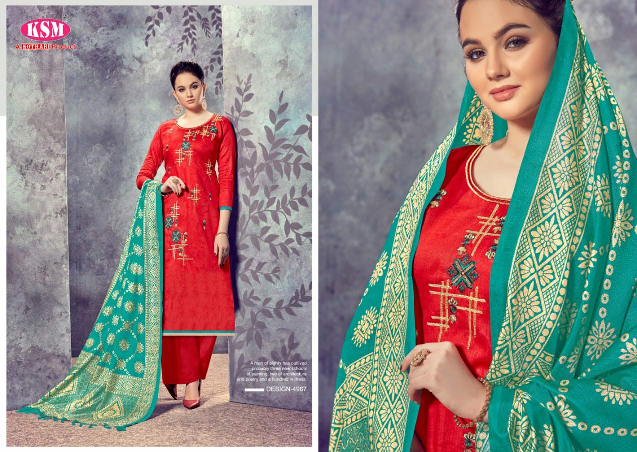 Riddhi Kothari Design jam Satin Embroidery Dress Material Riddhi Kothari Design jam Satin Embroidery Dress Material