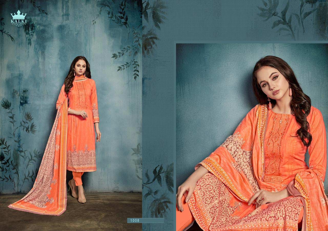 Rozaan Kalki Embroidery Designer Dress Materials Rozaan Kalki Embroidery Designer Dress Materials