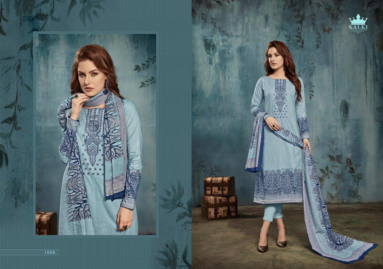 Rozaan Kalki Embroidery Designer Dress Materials Rozaan Kalki Embroidery Designer Dress Materials