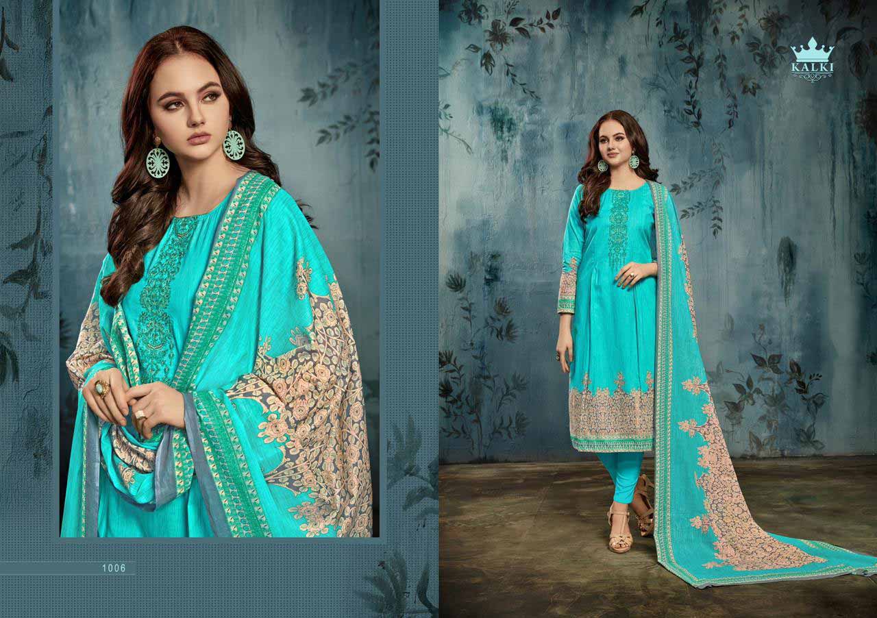 Rozaan Kalki Embroidery Designer Dress Materials Rozaan Kalki Embroidery Designer Dress Materials
