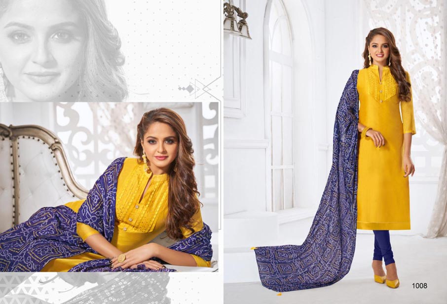 Samaya Modal Silk Fancy Stitch dress Material Set Samaya Modal Silk Fancy Stitch dress Material Set