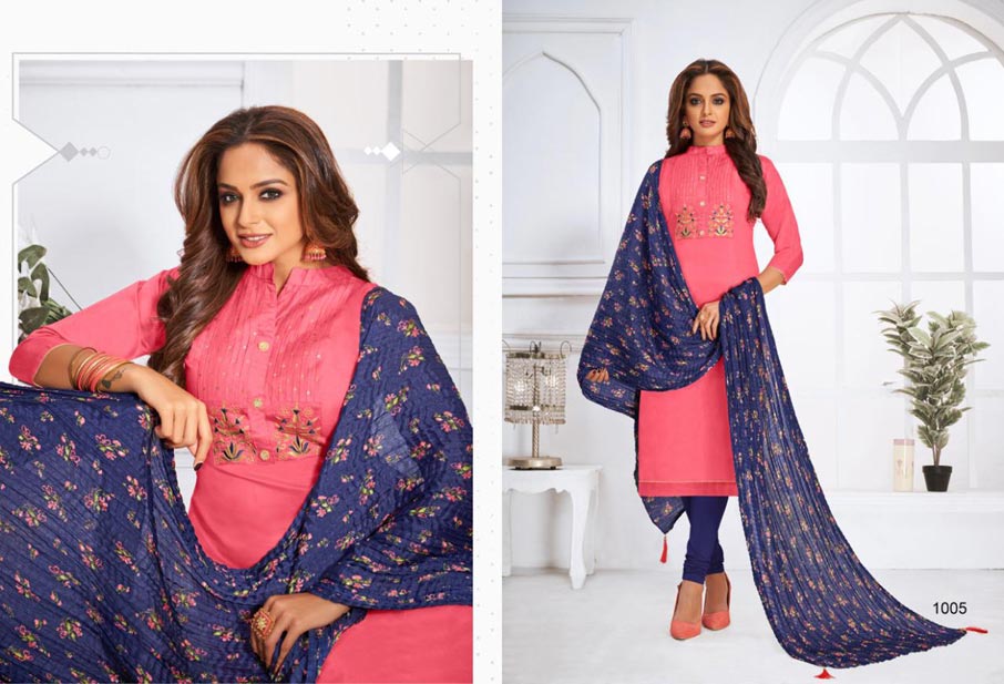Samaya Modal Silk Fancy Stitch dress Material Set Samaya Modal Silk Fancy Stitch dress Material Set