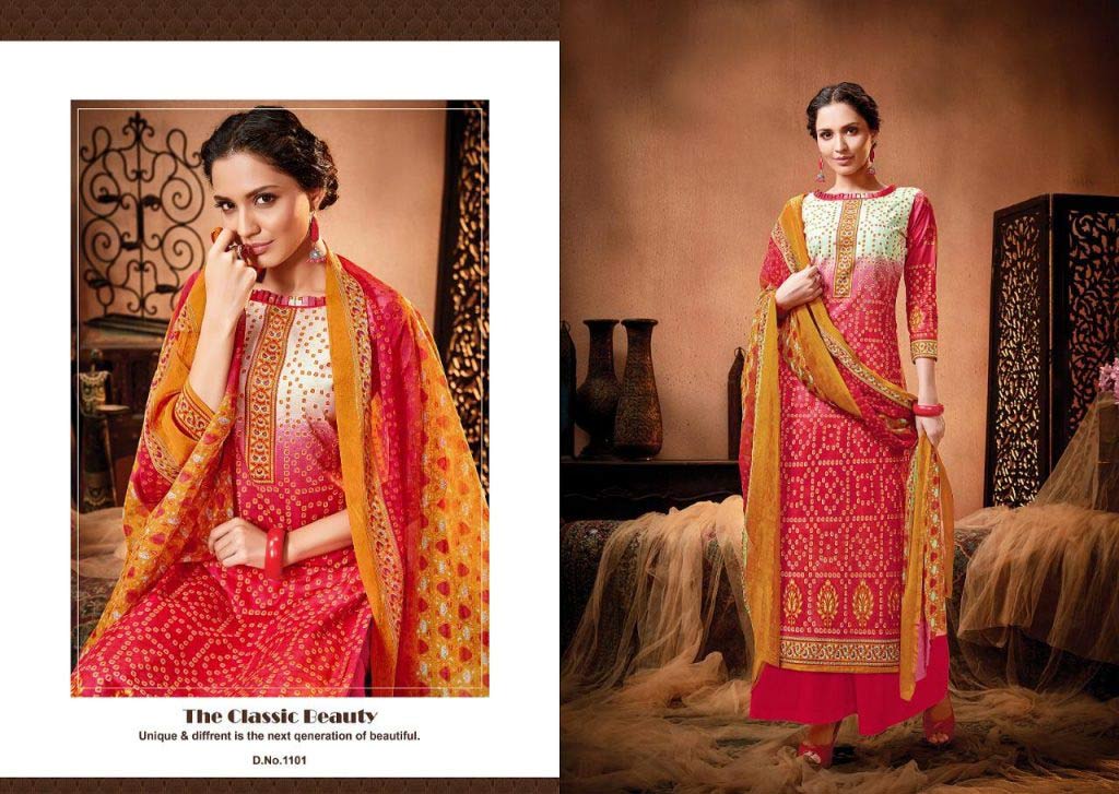 Satrangi-Bandhej Alisa Cotton Print Dress Materials Satrangi-Bandhej Alisa Cotton Print Dress Materials