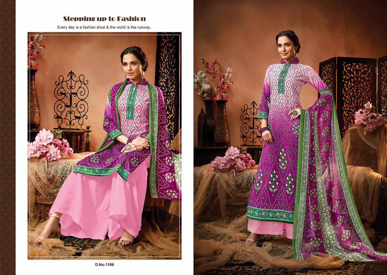 Satrangi By Meenaz Pure Cotton Bandhani Print Dress Material Satrangi By Meenaz Pure Cotton Bandhani Print Dress Material