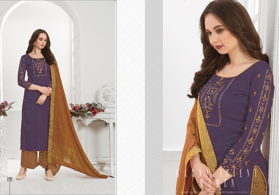 Snowdrop Cotton Silk Plazzo Dress Material Set Snowdrop Cotton Silk Plazzo Dress Material Set