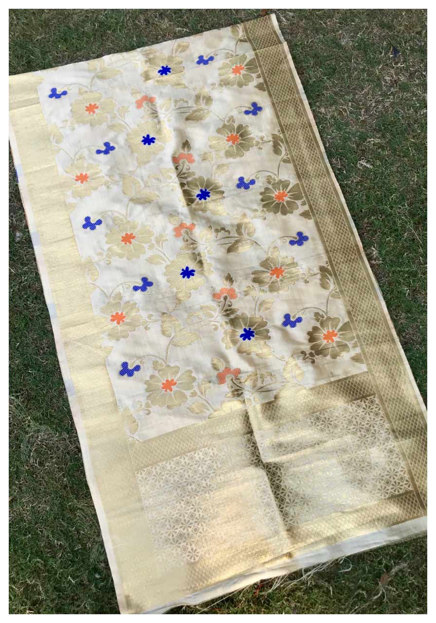 Flower Weaving Zari Work Dupatta for Salwar Kameez Flower Weaving Zari Work Dupatta for Salwar Kameez