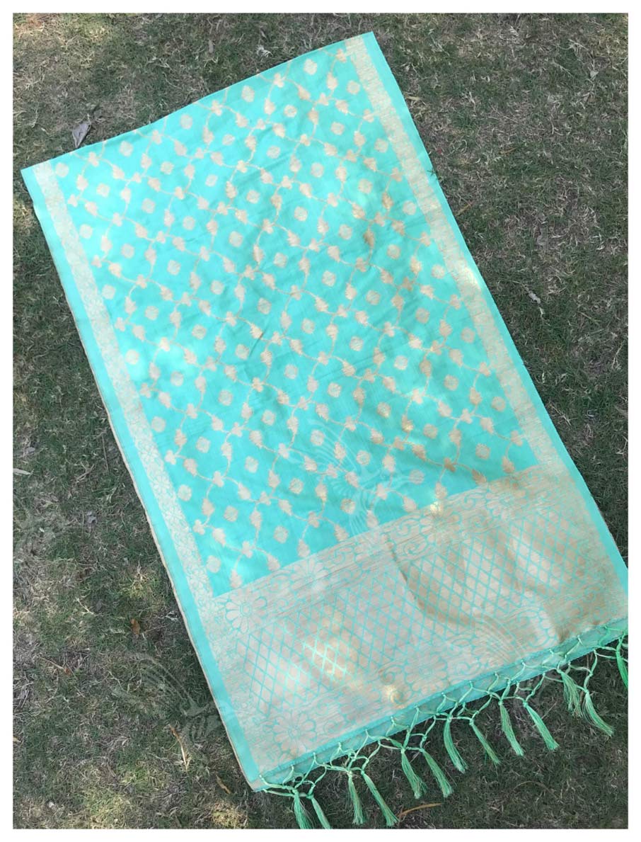 Banarasi Silk Zari Work Tassel Work Kazo Dupatta Banarasi Silk Zari Work Tassel Work Kazo Dupatta