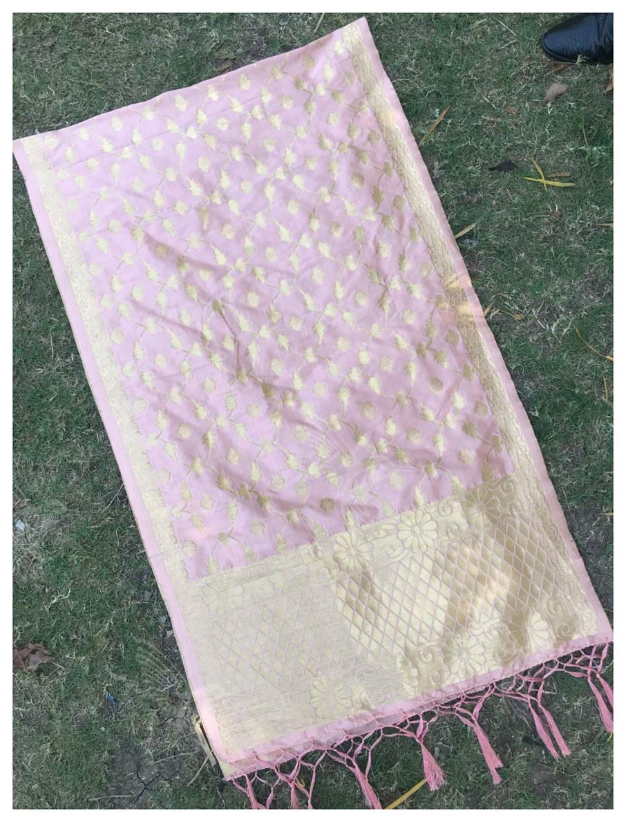 Banarasi Silk Zari Work Tassel Work Kazo Dupatta Banarasi Silk Zari Work Tassel Work Kazo Dupatta