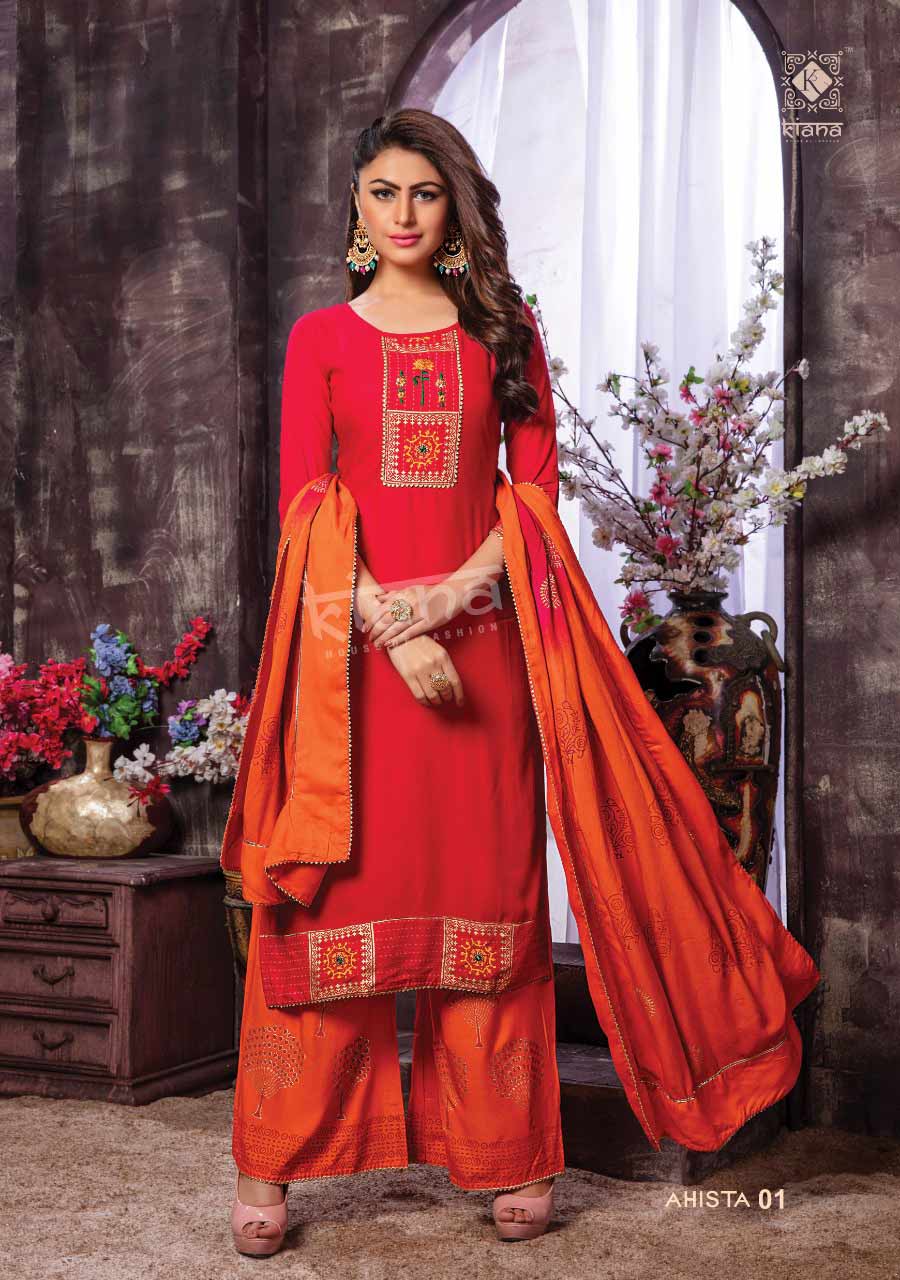 Ahista Kiana Embroidery Palazzo Wholesale Kurti Ahista Kiana Embroidery Palazzo Wholesale Kurti
