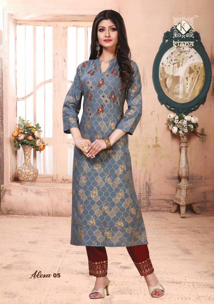Alexa Gold Print Chanderi Kurti Catalog Set Alexa Gold Print Chanderi Kurti Catalog Set