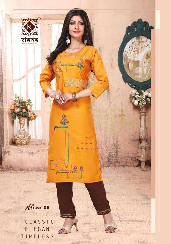 Alexa Gold Print Chanderi Kurti Catalog Set Alexa Gold Print Chanderi Kurti Catalog Set
