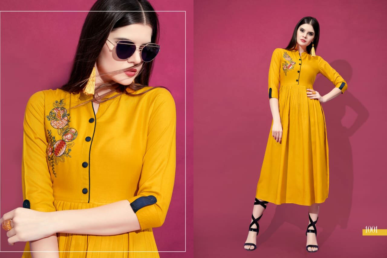 Allora Riya Designer Rayon Embroidery Kurtis Set Allora Riya Designer Rayon Embroidery Kurtis Set