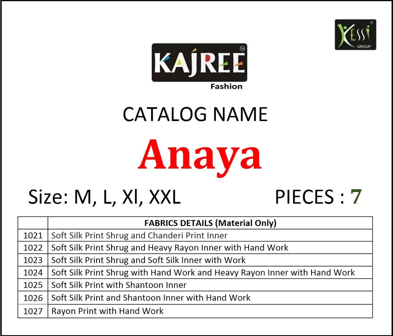 Kajree Fashion Anaya Beautiful Kurti With Shrug Collection Kajree Fashion Anaya Beautiful Kurti With Shrug Collection