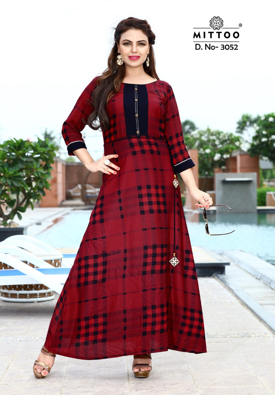 Mittoo Presents Antra Long Rayon Print Kurtis Collection Mittoo Presents Antra Long Rayon Print Kurtis Collection