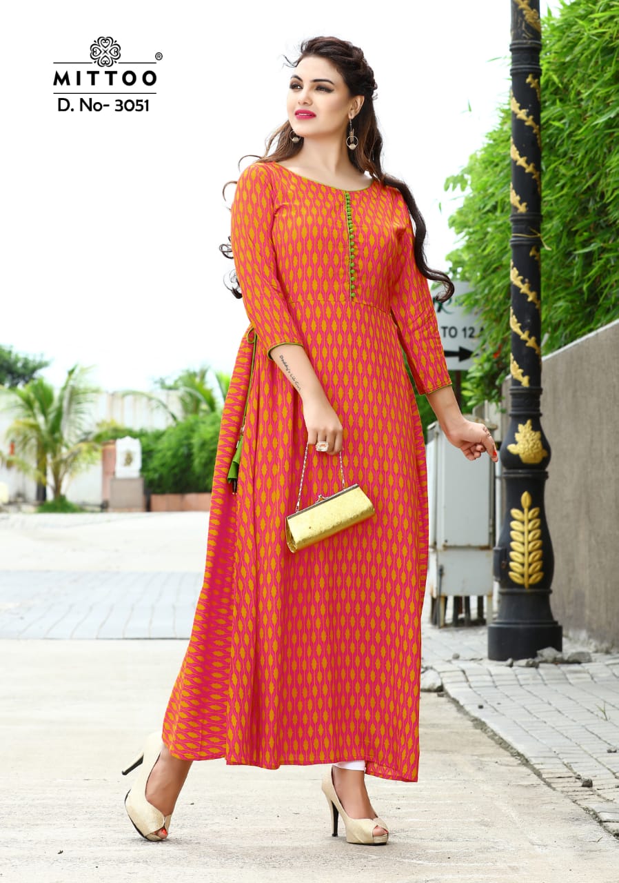 Mittoo Presents Antra Long Rayon Print Kurtis Collection Mittoo Presents Antra Long Rayon Print Kurtis Collection