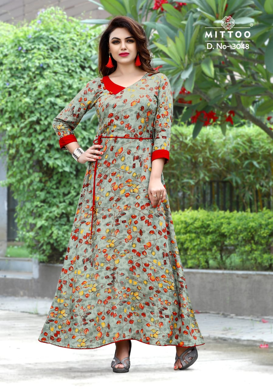 Mittoo Presents Antra Long Rayon Print Kurtis Collection Mittoo Presents Antra Long Rayon Print Kurtis Collection