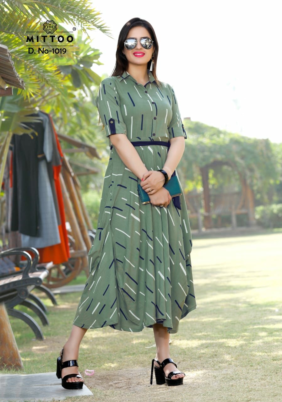 Belt Mittoo Launched Full Flair Rayon Kurti Belt Mittoo Launched Full Flair Rayon Kurti
