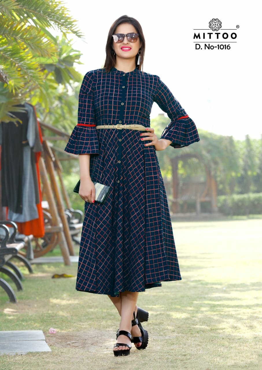Belt Mittoo Launched Full Flair Rayon Kurti Belt Mittoo Launched Full Flair Rayon Kurti