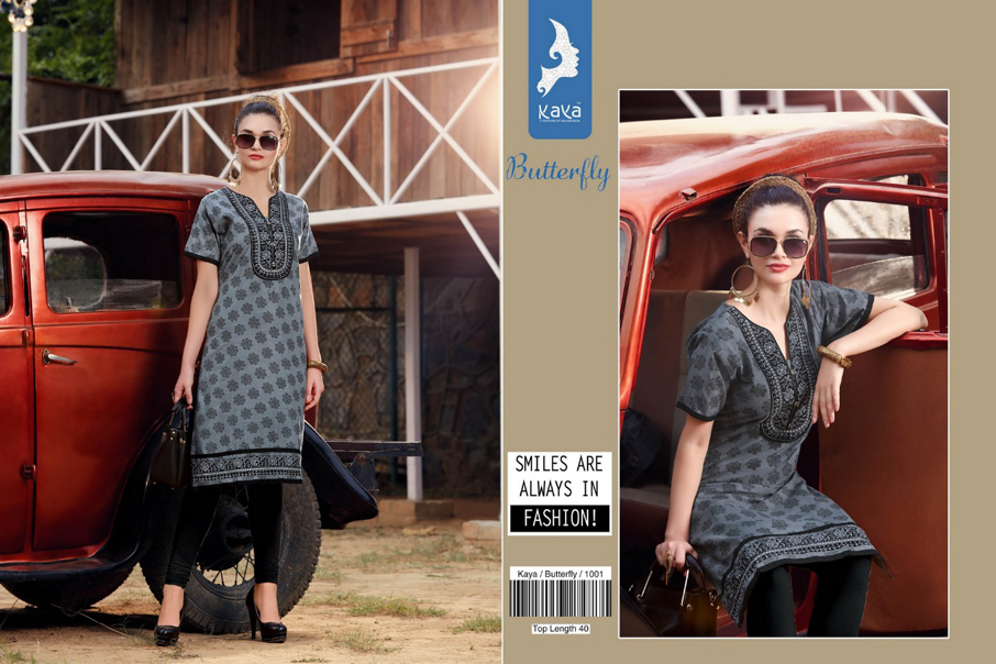 Kaya Design Butterfly Daily Wear Cotton Wholesale Kurti Kaya Design Butterfly Daily Wear Cotton Wholesale Kurti