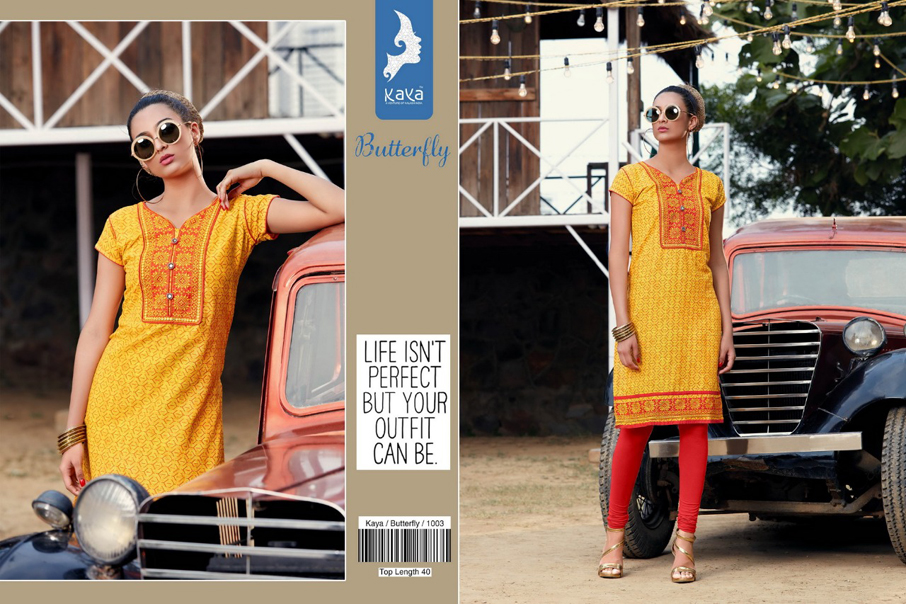 Kaya Design Butterfly Daily Wear Cotton Wholesale Kurti Kaya Design Butterfly Daily Wear Cotton Wholesale Kurti