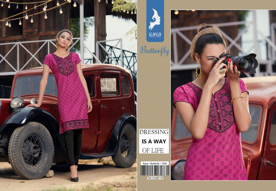 Kaya Design Butterfly Daily Wear Cotton Wholesale Kurti Kaya Design Butterfly Daily Wear Cotton Wholesale Kurti
