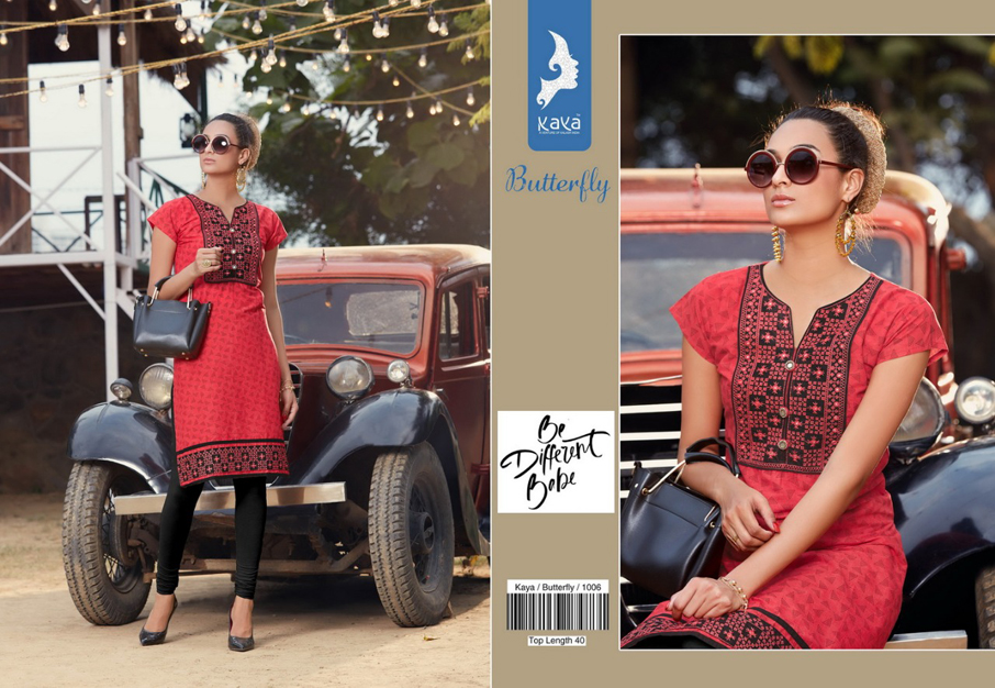 Kaya Design Butterfly Daily Wear Cotton Wholesale Kurti Kaya Design Butterfly Daily Wear Cotton Wholesale Kurti
