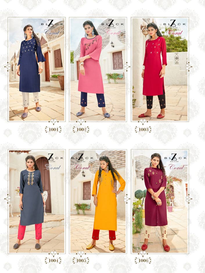 Coral Rayon Handwork Sigaret Pant Kurti Set Coral Rayon Handwork Sigaret Pant Kurti Set