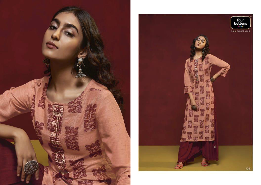 Crimson Four Buttons Viscose Sharara Kurti Suppliers Crimson Four Buttons Viscose Sharara Kurti Suppliers