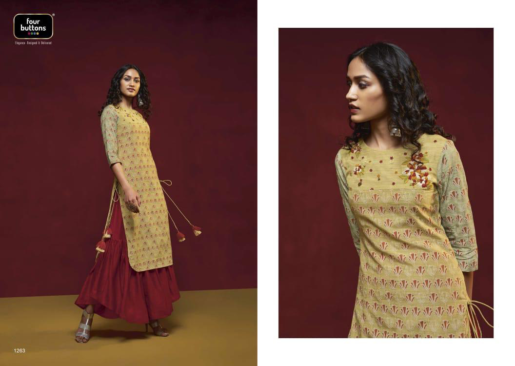 Crimson Four Buttons Viscose Sharara Kurti Suppliers Crimson Four Buttons Viscose Sharara Kurti Suppliers