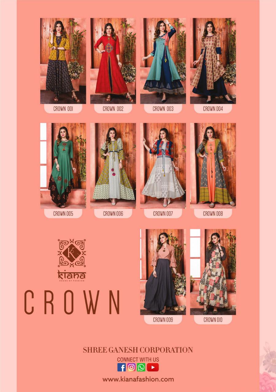 Crown Gown Type Kiana Designer Rayon Cotton Kurtas Crown Gown Type Kiana Designer Rayon Cotton Kurtas