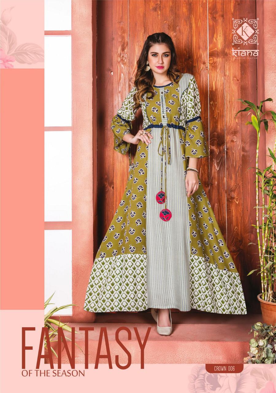 Crown Gown Type Kiana Designer Rayon Cotton Kurtas Crown Gown Type Kiana Designer Rayon Cotton Kurtas